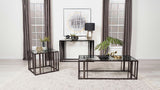 Adri Black Nickel Rectangular Glass Top Coffee Table - Ornate Home
