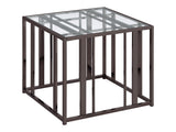 Adri Black Nickel Rectangular Glass Top Side End Table - Ornate Home