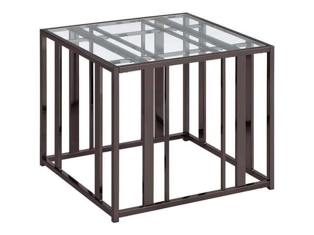 Adri Black Nickel Rectangular Glass Top Side End Table - Ornate Home