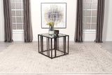 Adri Black Nickel Rectangular Glass Top Side End Table - Ornate Home