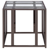 Adri Black Nickel Rectangular Glass Top Side End Table - Ornate Home