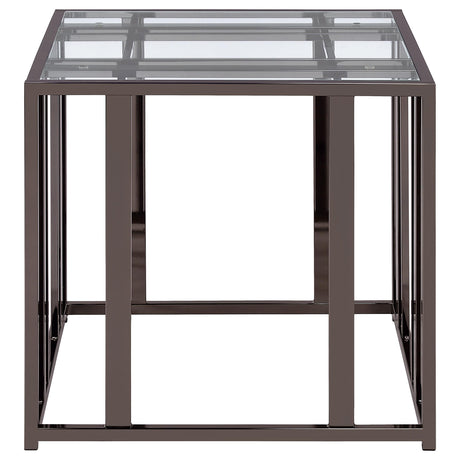 Adri Black Nickel Rectangular Glass Top Side End Table - Ornate Home
