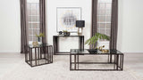 Adri Black Nickel Rectangular Glass Top Side End Table - Ornate Home