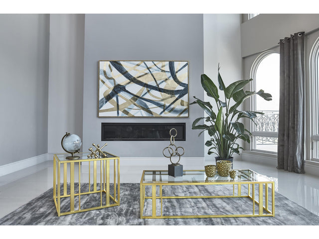 Adri Matte Brass 2-piece Coffee and End Table Set - Ornate Home