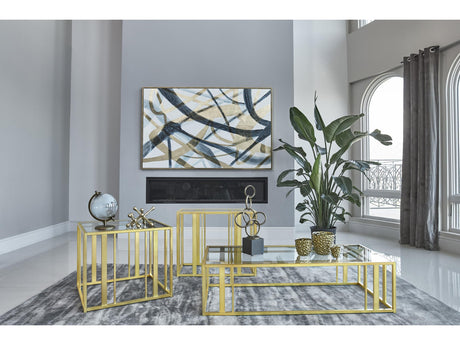 Adri Matte Brass 3-piece Coffee and End Table Set - Ornate Home