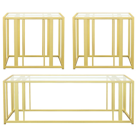 Adri Matte Brass 3-piece Coffee and End Table Set - Ornate Home