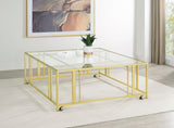 Adri Matte Brass Square Coffee Table - Ornate Home