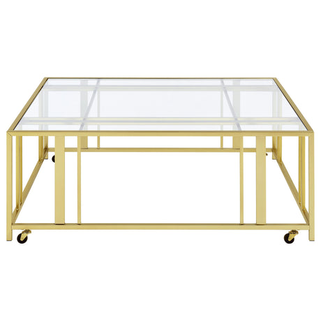 Adri Matte Brass Square Coffee Table - Ornate Home