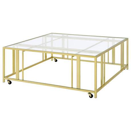 Adri Matte Brass Square Coffee Table - Ornate Home