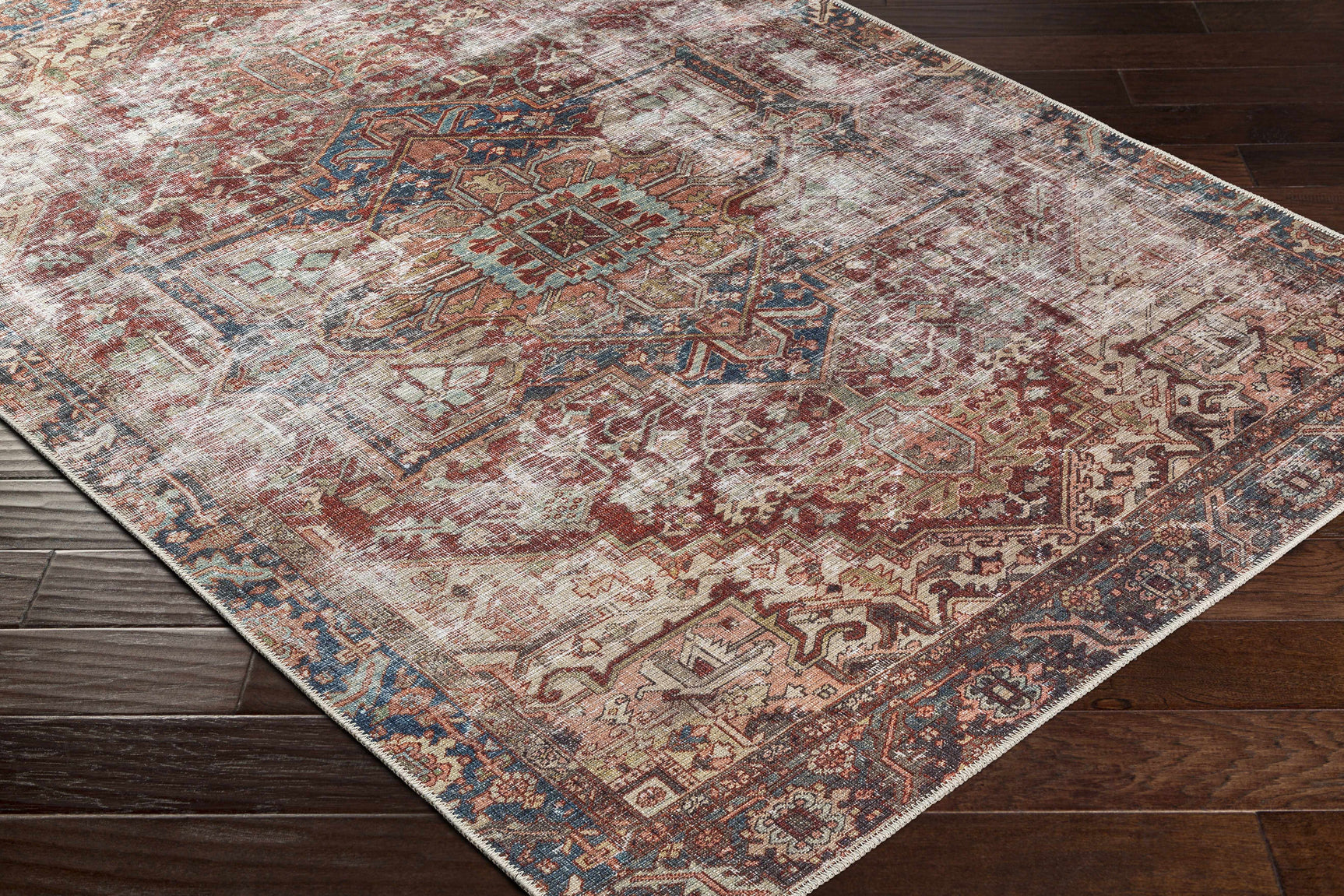 Adtugan Vintage Flat Pile Washable Rug - Ornate Home
