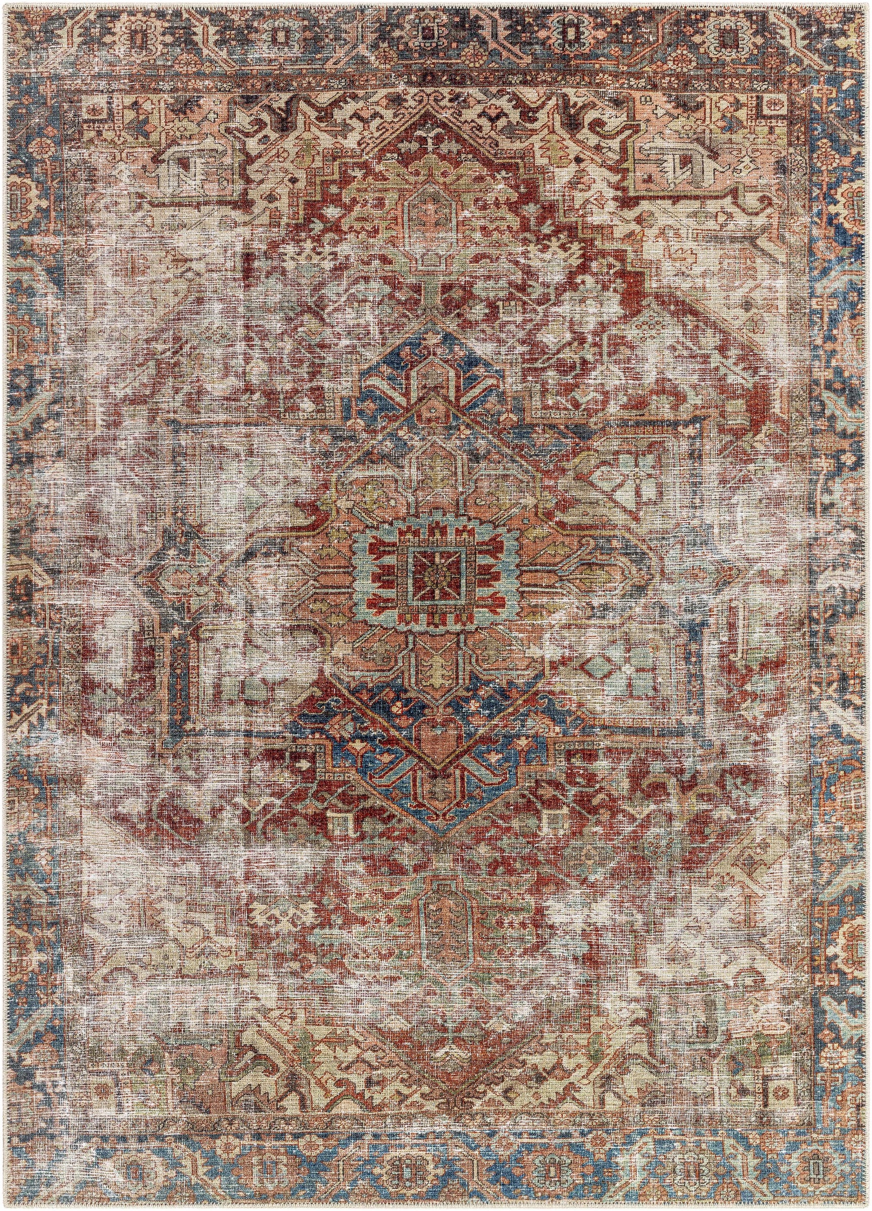 Adtugan Vintage Flat Pile Washable Rug - Ornate Home