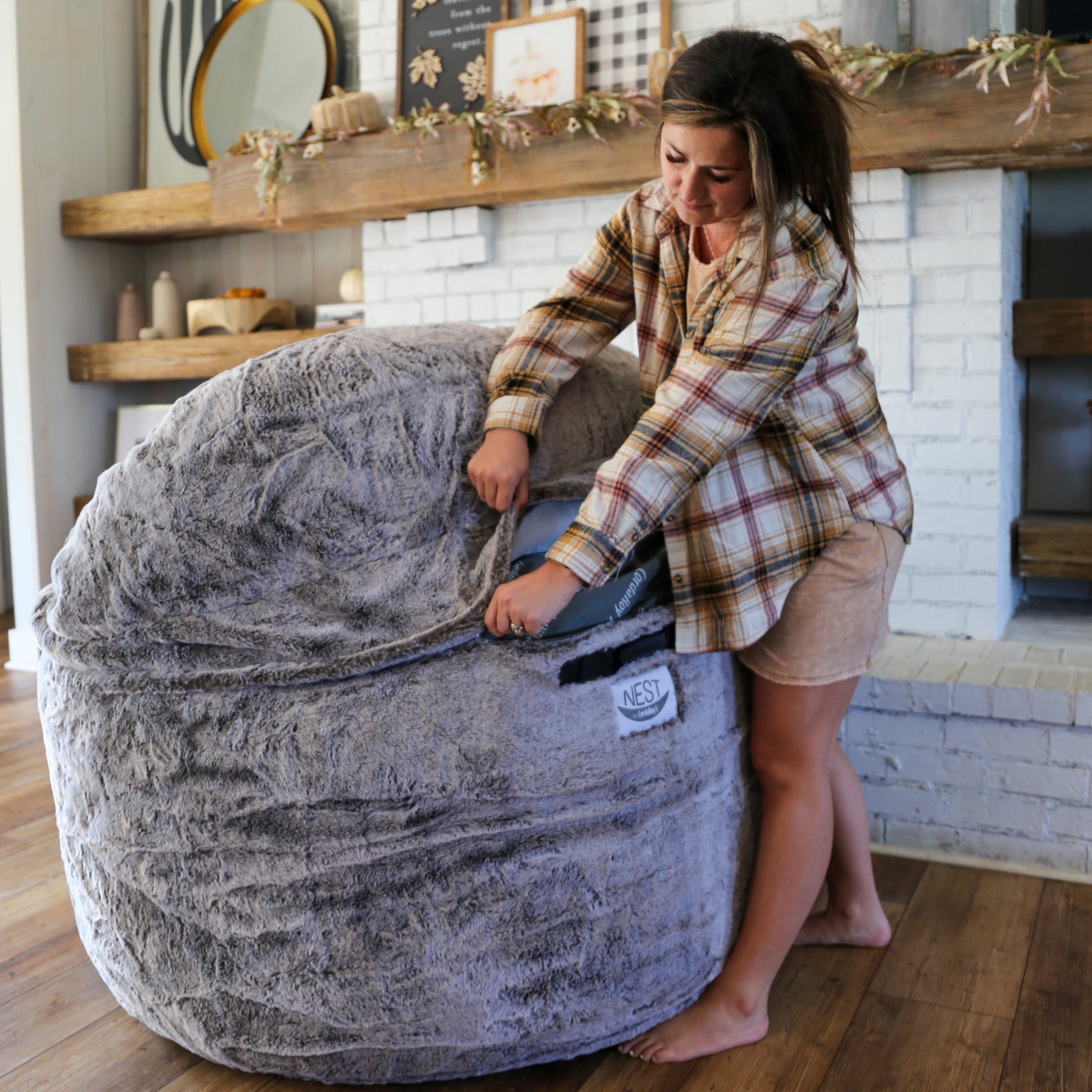 Adult Bean Bag Chair - King - NEST Chinchilla - Ornate Home