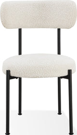 Aere Ivory/Black Boucle Upholstered Metal Leg Dining Chair - Ornate Home
