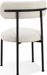 Aere Ivory/Black Boucle Upholstered Metal Leg Dining Chair - Ornate Home