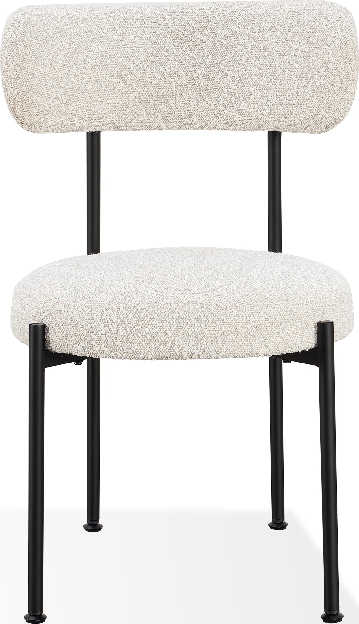Aere Ivory/Black Boucle Upholstered Metal Leg Dining Chair (Set of 2) - Ornate Home