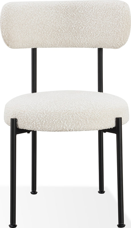 Aere Ivory/Black Boucle Upholstered Metal Leg Dining Chair (Set of 2) - Ornate Home