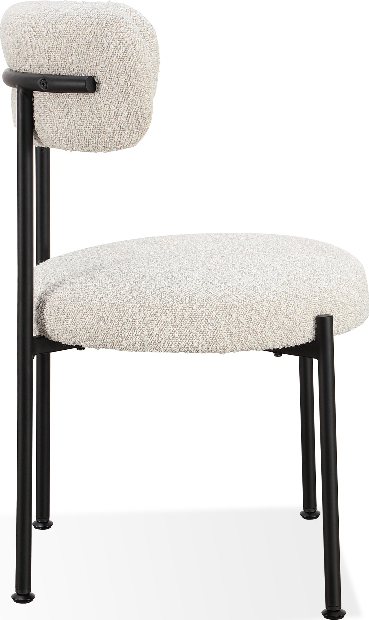 Aere Ivory/Black Boucle Upholstered Metal Leg Dining Chair (Set of 2) - Ornate Home