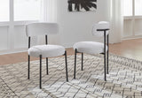 Aere Ivory/Black Boucle Upholstered Metal Leg Dining Chair (Set of 2) - Ornate Home