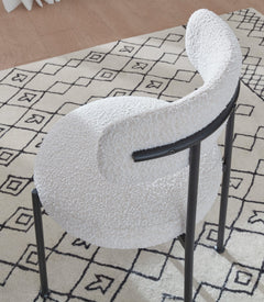 Aere Ivory/Black Boucle Upholstered Metal Leg Dining Chair (Set of 2) - Ornate Home