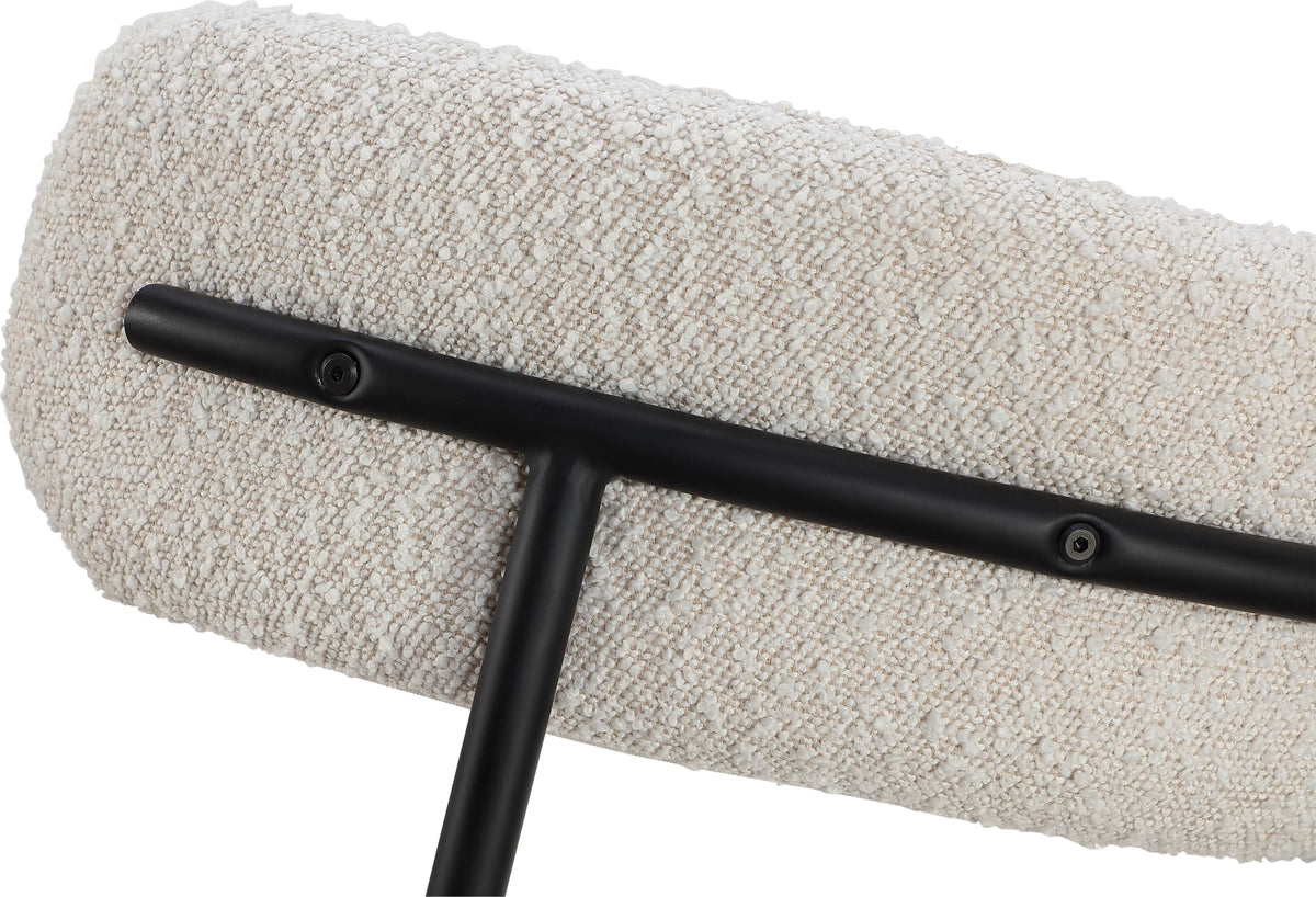 Aere Ivory/Black Boucle Upholstered Metal Leg Dining Chair (Set of 2) - Ornate Home