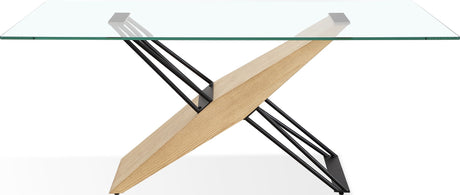 Aere Natural Ash/Black Glass, Wood and Metal Rectangular Dining Table - Ornate Home