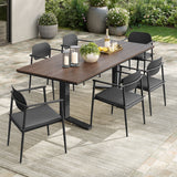 Aeris Charcoal 7-Piece Outdoor Patio Aluminum Dining Set - Ornate Home