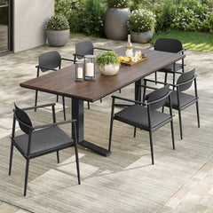 Aeris Charcoal 7-Piece Outdoor Patio Aluminum Dining Set - Ornate Home