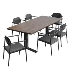 Aeris Charcoal 7-Piece Outdoor Patio Aluminum Dining Set - Ornate Home
