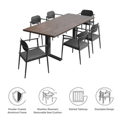 Aeris Charcoal 7-Piece Outdoor Patio Aluminum Dining Set - Ornate Home