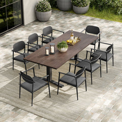 Aeris Charcoal 9-Piece Outdoor Patio Aluminum Dining Set - Ornate Home