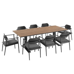 Aeris Charcoal 9-Piece Outdoor Patio Aluminum Dining Set - Ornate Home