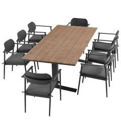 Aeris Charcoal 9-Piece Outdoor Patio Aluminum Dining Set - Ornate Home