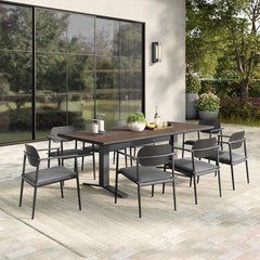 Aeris Charcoal 9-Piece Outdoor Patio Aluminum Dining Set - Ornate Home