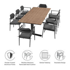 Aeris Charcoal 9-Piece Outdoor Patio Aluminum Dining Set - Ornate Home