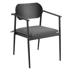 Aeris Charcoal Stackable Outdoor Patio Aluminum Dining Armchair (Set of 2) - Ornate Home