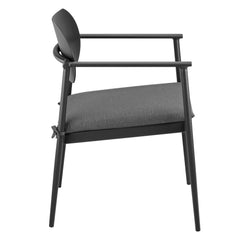 Aeris Charcoal Stackable Outdoor Patio Aluminum Dining Armchair (Set of 2) - Ornate Home
