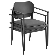 Aeris Charcoal Stackable Outdoor Patio Aluminum Dining Armchair (Set of 2) - Ornate Home