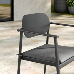 Aeris Charcoal Stackable Outdoor Patio Aluminum Dining Armchair (Set of 2) - Ornate Home