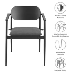 Aeris Charcoal Stackable Outdoor Patio Aluminum Dining Armchair (Set of 2) - Ornate Home