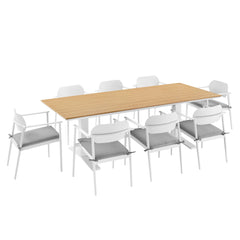Aeris White 9-Piece Outdoor Patio Aluminum Dining Set - Ornate Home
