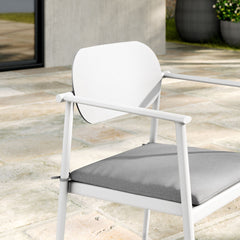 Aeris White Stackable Outdoor Patio Aluminum Dining Armchair (Set of 2) - Ornate Home