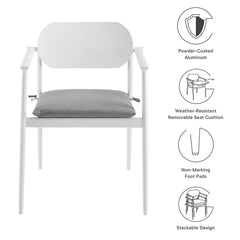 Aeris White Stackable Outdoor Patio Aluminum Dining Armchair (Set of 2) - Ornate Home