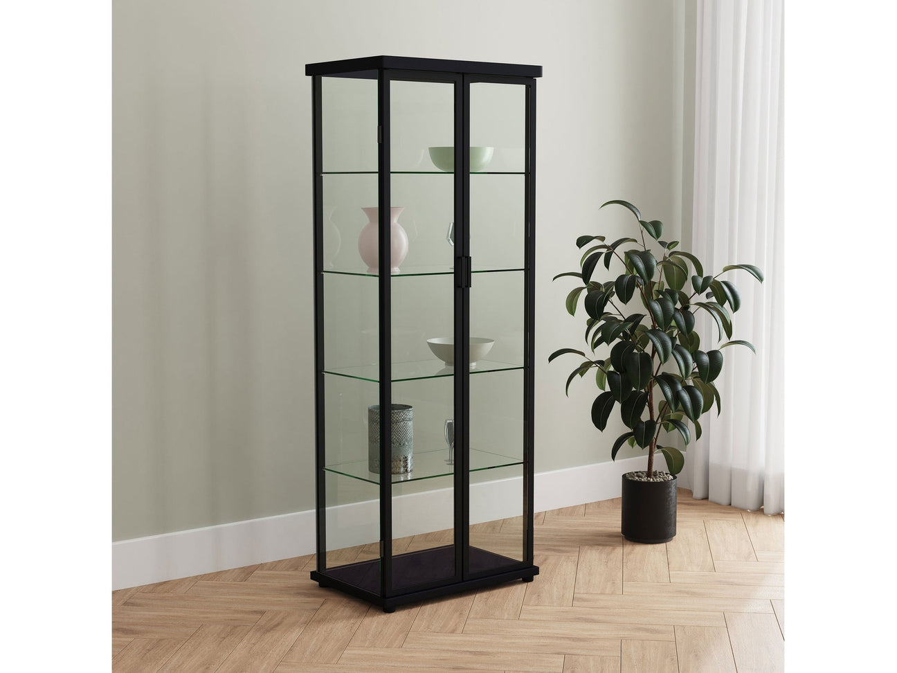 Aero Black Curio Cabinet - Ornate Home