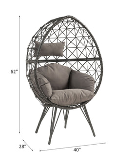 Aeven Light Gray & Black Patio Lounge Chair - Ornate Home