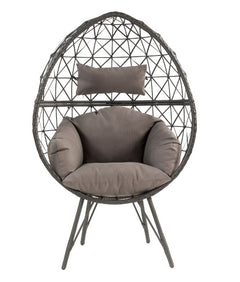 Aeven Light Gray & Black Patio Lounge Chair - Ornate Home
