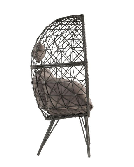 Aeven Light Gray & Black Patio Lounge Chair - Ornate Home