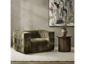 Afeela Fern Green Upholstered Swivel Chair - Ornate Home