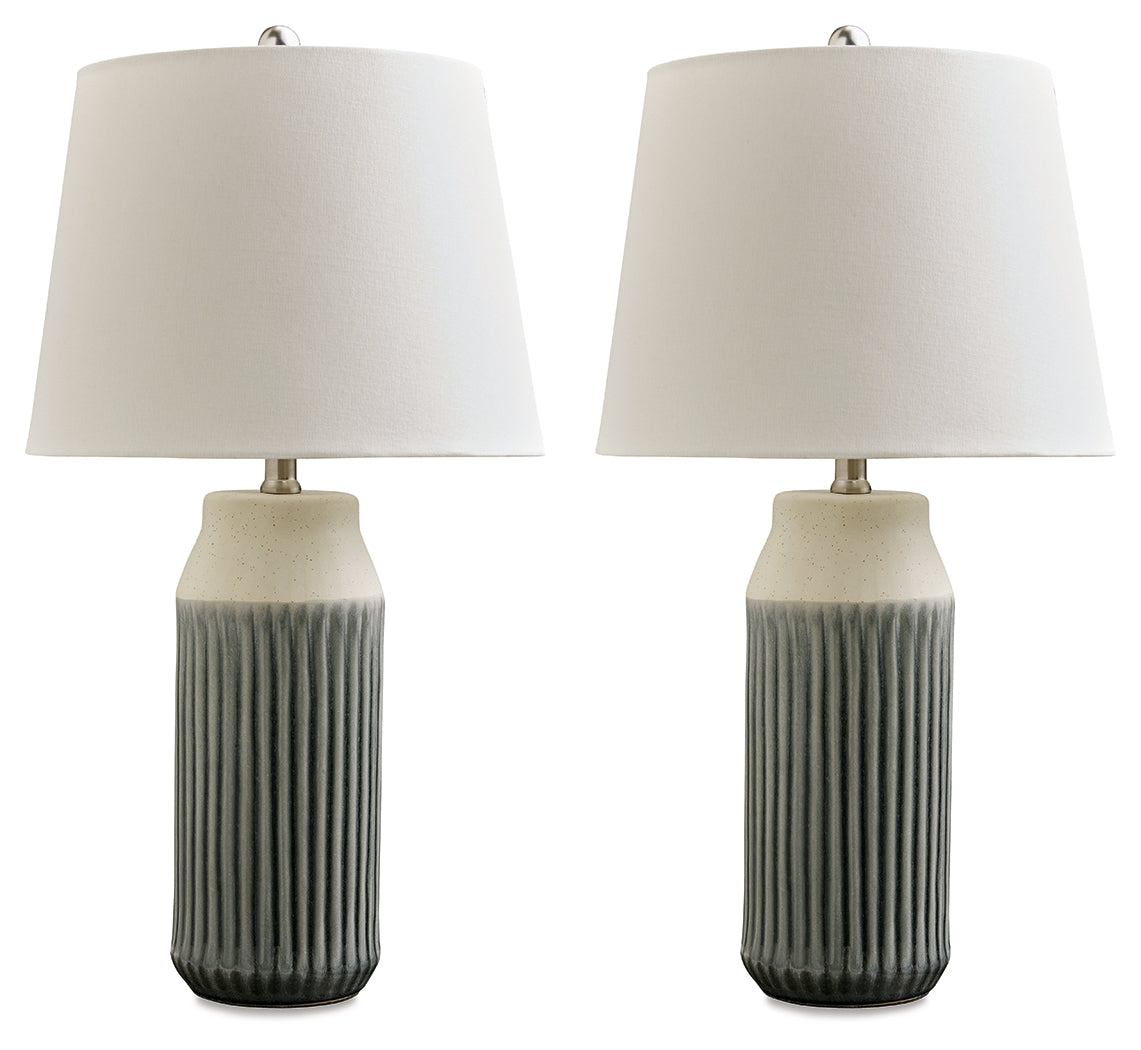 Afener Blue/Beige Table Lamp (Set of 2) (Online Special Price) - Ornate Home