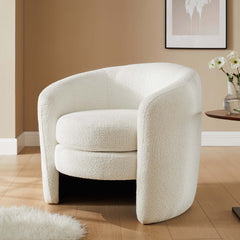 Affinity Cloud Upholstered Boucle Fabric Curved Back Armchair - Ornate Home