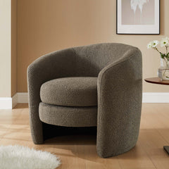 Affinity Pebble Upholstered Boucle Fabric Curved Back Armchair - Ornate Home